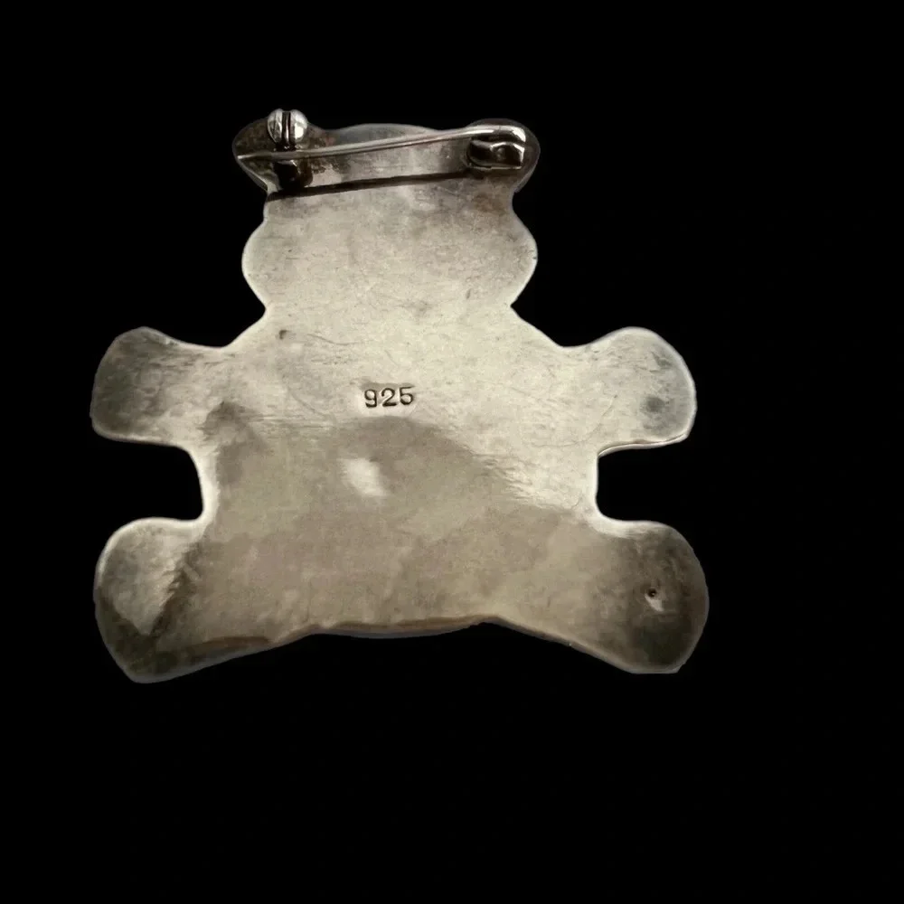 Vintage Sterling Silver 925 Teddy Bear Brooch Pendant